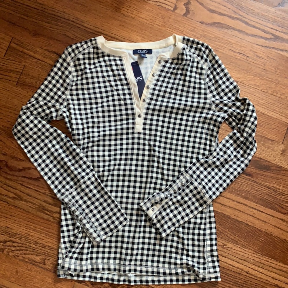 Chaps Black & Cream long sleeve shirt women’s M